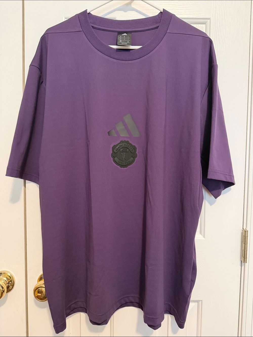 adidas Men’s Purple Manchester United Tee with Black Logos